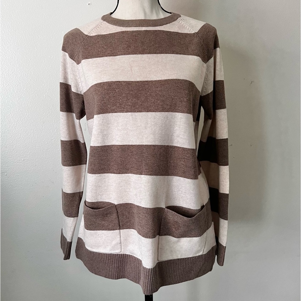 Jean Pierre Brown & Tan Women’s Crew Neck Sweater
